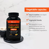 ML Naturals Extra Strength Turmeric Curcumin 4950 mg 120 Vegetable Capsules, 95% Curcuminoids, with Black Pepper & Ginger. Enhanced Absorption, Joint Support, Digestion & Immune Support.