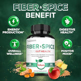 19in1 Fiber and Spice Supplement 33750 mg - 90 Capsules - Support Gut Health, Digestion & Immune System - Blended Psyllium Husk, Flax Seed, Apple, Licorice Root, Fenugreek Seed & More