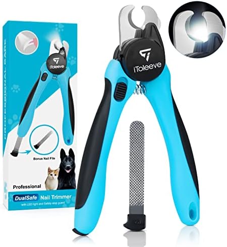 LED Dog Nail Clipper with Light, Illuminates Nails or Bloodline for Safe and Easy Trimmers, Extra Sharp for Thick Nails, Quick Sensor, Avoid Over Cutting Toenail, for Cats & Dogs