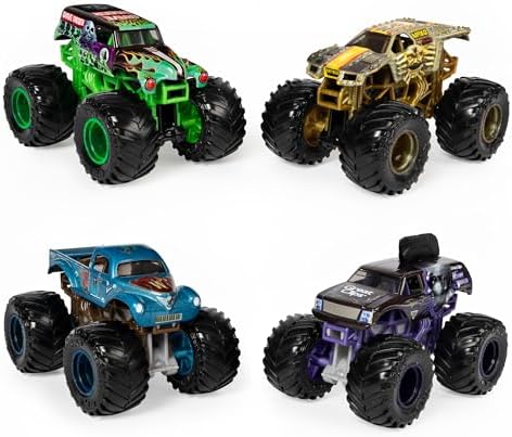 Monster Jam, Official Reveal The Steel 4-Pack of Color-Changing Die-Cast Monster Trucks, 1:64 Scale