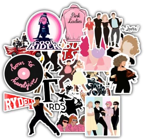 20 Pcs Stickers Packs Greases Aesthetic Musical Vinyl 50s Colorful Classic Decal Lovin Summer with Dannys of Sandys Sticker Waterproof for Water Bottle Laptop Computer Phone Luggage Car Skateboard Bu