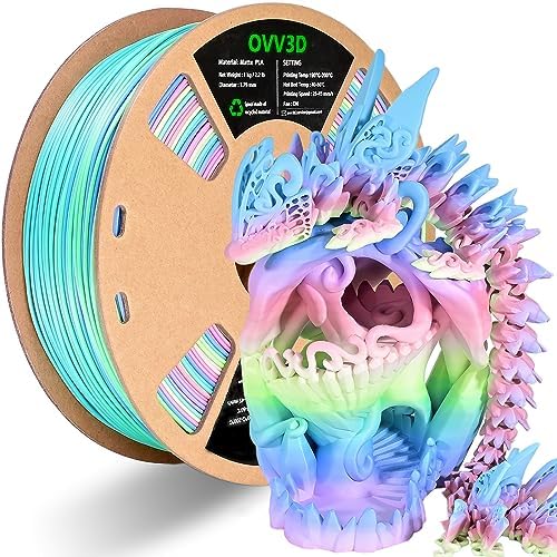 OVV3D Rainbow PLA Filament 1.75mm, Rainbow PLA 3D Printer Filament Multicolor Color Changing Rainbow PLA Filament with Matte Blue Green Pink Purple, 3D Printing Filament 3D Filament, 2.2 lbs