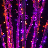 DAZZLE BRIGHT Halloween 300 LED String Lights, 100FT String Lights with 8 Lighting Modes, Halloween Decorations for Party Carnival Supplies, Outdoor Yard Garden Decor (Purple & Orange)