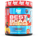 BPI Sports Best BCAA Shredded - Caffeine-Free Thermogenic Recovery Formula - BCAA Powder - Lean Muscle Building - Accelerated Recovery - Weight Loss - Hydration - Fruit Punch - 25 Servings - 9.7 oz.