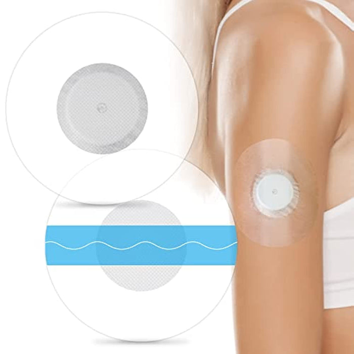 HONYOU Libre Sensor Covers Latex-Free Medical Adhesive Patches for Libre 2/3 Precut CGM Tape with No Glue On The Center Waterproof and Strong Stick for Long Stay 60 Pack