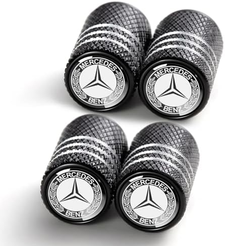Tire Valve Stem Cap Cover for Mercedes Benz A C E S Class Series GLK CLA GLA GLC GLE CLS SLK AMG Series Belt O-Ring Seal Corrosion Resistant,Tire Valve Stem Air Cap 4 Pack Black…