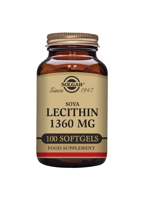 Solgar Lecithin 1360mg, 100 Softgels - Supports Overall Health - Natural SOYA Lecithin - Source of Choline & Essential Fat Linoleic Acid - Gluten Free, Dairy Free - 100 Servings