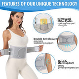 EGJoey Back Brace for Lower Back Pain Relief - Back Support Belt for Women & Men for Herniated Disc, Sciatica. Removable Stays for Lower Back Support with 2 Different Hardness Sets (Grey, Medium)