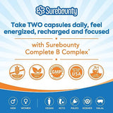 Surebounty 8-in-1 Complete B Complex, All 8 B Vitamins, B12, B1, B2, B3, B5, B6, B9, Biotin, Folate, Methylated & Body-Ready Forms, Energy, Nerve, Blood Support, 60 Caps