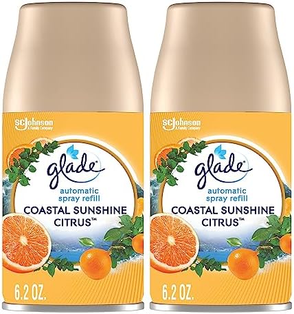 Glade Automatic Spray Refills, Air Freshener, Coastal Sunshine Citrus, 6.2 oz, 2 Count