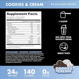 Blessed Vegan Protein Powder - Plant Based Protein Powder Meal Replacement Protein Shake, 23g of Pea Protein Powder, Dairy Free, Gluten Free, Soy Free, No Sugar Added, 30 Servings (Cookies & Cream)