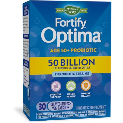 Nature's Way Fortify Optima Optima Adult 50+ Daily Probiotic, 50 Billion Live Cultures, 7 Strains, 30 Capsules