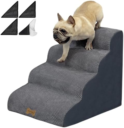 Dog Stairs to high beds, 4-Step Small Medium Dog Steps for 18"-24 inches high Couch Bed, 2 3 4 5 Tiers Old Large Dog pet Stairs Ladder for Dog to get on Bed, Non-Slip Balanced Sturdy Dog ramp