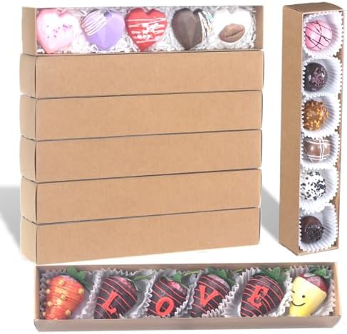 20Pack 12x2¼x2 Inch Chocolate Covered Strawberry Boxes for 6 Macaron boxes for 12 Truffle Boxes Cocoa Bombs Boxes Cookie boxes Soap Boxes