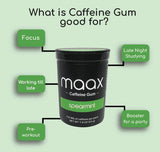 Maax Caffeine Gum | 125mg of caffeine per piece | Spearmint | 125 total pieces per box | Focus Supplement