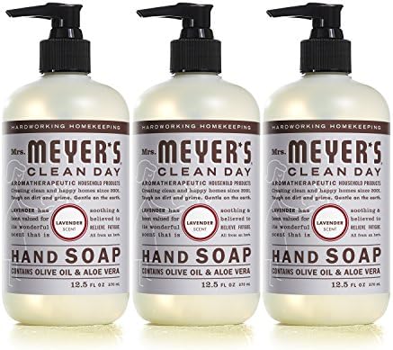 MRS. MEYER'S CLEAN DAY Hand Soap, Made with Essential Oils, Biodegradable Formula, Lavender, 12.5 fl. oz - Pack of 3