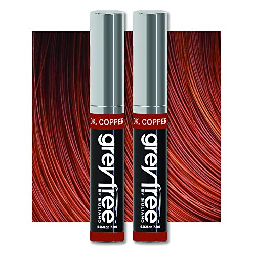 Root touch up, temporary hair color to cover gray hairlines, eyebrows, Mustache & Beards Greyfree 2 PACK (DARK COPPER)