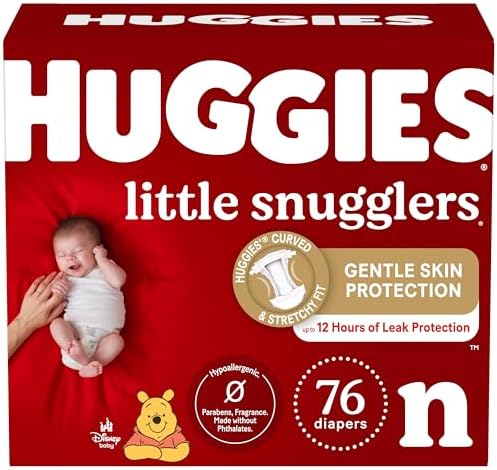 Huggies Newborn Diapers Little Snugglers Newborn Diapers, Size Newborn (up to 10 lbs), 76 Count