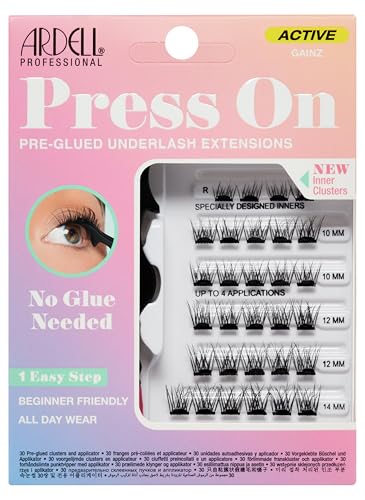 Ardell Active Press on DIY Lash Clusters, False Eyelashes, Cluster Lashes, Pre-Glued Underlash, Eyelash Extensions, Gainz, 1-pack