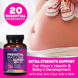 Women's Prenatal Multivitamin with Folic Acid + DHA, Prenatal Vitamin Supplement for Fetal Support w/Folate, Omega 3, Vitamins D3, B6, B12 & Iron, Pregnancy Prenatal DHA, Non-GMO - 60 Softgels