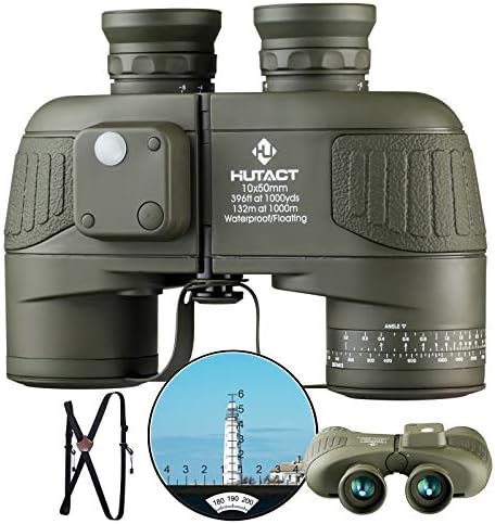 HUTACT Binoculars for Adults 10x50, Built-in Compass and Range Finder, for Bird Watching Large Eyepiece Lens, Large Field of Vision, Suitable for Cross-Country and Travel