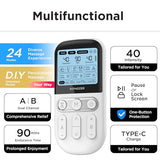 4 in 1 - D.I.Y & Tens Unit & EMS & Massage Muscle Stimulator, Dual Channel TENS Units Therapy Machine for Pain Relief, FDA Cleared Rechargeable Electronic Pulse Massager,with 12pcs Electrode Pads