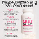 Multi Collagen Pills with Hyaluronic Acid and Vitamin C, Biotin - Type I, II, III, V, X Hydrolyzed Collagen Protein; Healthy Hair, Skin, Nails, Joints -120- Collagen Peptides Capsules for Women & Men