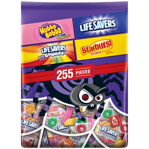 STARBURST, LIFE SAVERS & HUBBA BUBBA Max Halloween Candy Variety Pack, 255 Ct Bulk Bag