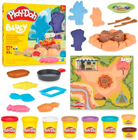 Play-Doh Bluey Goes Camping Playset with Campfire Themed Tools, Kids Arts and Crafts Toys for Girls and Boys 3 Years & Up (Amazon Exclusive)