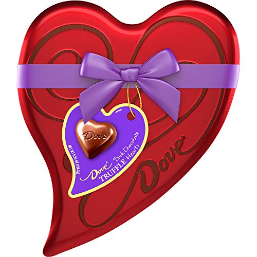 DOVE Valentine's Dark Chocolate Candy Truffles Heart Gift Box 6.5-Ounce Tin, 18 Pieces