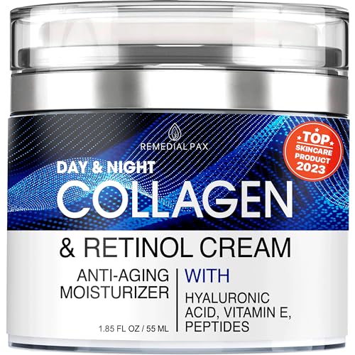 Collagen Cream for Face with Retinol and Hyaluronic Acid, Day Night Anti Aging Skincare Facial Moisturizer, Hydrating Lotion, Moisturizing to Reduce Wrinkles Women Men