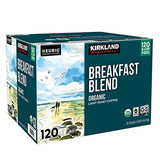 Kirkland Signature Organic Breakfast Blend Light-Roast Coffee, K-Cup Pods, 120 Count