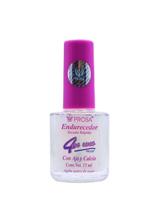 Prosa 4 en 1 Endurecedor Nail Strengthening Hardener Con Ajo y Calcio with Garlic and Calcium Seca Rapido Fast Dry 15ml