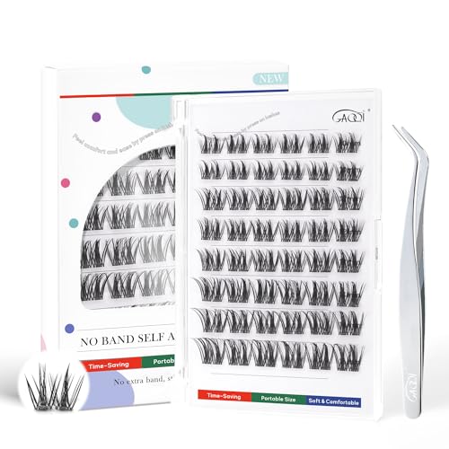 GAQQI Self Adhesive Eyelashes Clusters, No Glue Lash Clusters 10-16mm Dense & Volume Spiky Cluster Lashes, No Band Press On Lashes, More Comfortable & Stronger Hold (Twin）