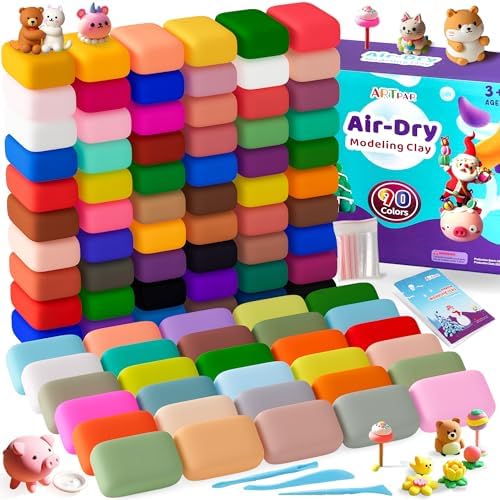 Air Dry Clay 90 Colors, Modeling Clay for Kids,Model Magic Clay,DIY Molding Clay Starter Kit with Sculpting Tools,Soft and Non-Sticky,Art and Crafts for Boys & Girls 3-12 Years Old.