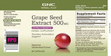 GNC Herbal Plus Grape Seed Extract 500mg - Extra Strength, 60 Capsules, Provides Antioxidant Support