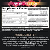 PMD Sports BCAA Stim-Free Amino Acids - Better Workout Performance, Enhanced Recovery, Daily Energy, Muscle Builder, and Muscle Sparing - BCAA Powder Drink Mix - Fun on The Beach (30 Servings)