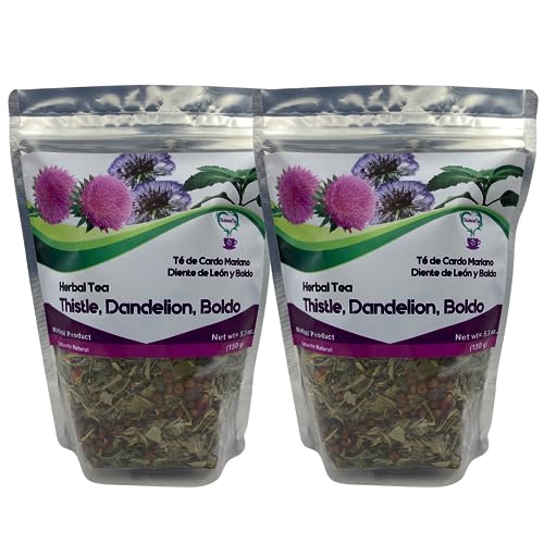 Cardo Mariano, Milk Thistle, Dandelion Root, Boldo Tea, Quiere Te 100% Natural, Herbal Tea for Liver Detox Support, Cleanse and Digest, Non-GMO, Sugar Free, Caffeine-Free, Up to 200 Cups, Combo2 Bags