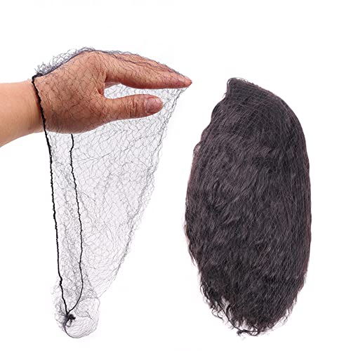 Invisible Hair Nets for Long Hair, 100 Pcs 18-46 inch Black Elastic Mesh Women Hairnets Wig Cap for Wigs Frontal Closur Hair Bun Sleeping Food Service (40 inches)