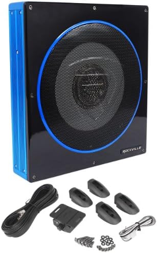 Rockville RW10CA 10" 800 Watt Slim Low Profile Active Powered Car Subwoofer Sub, Black