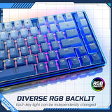 RisoPhy 60 Percent Keyboard, 82 Keys Hot Swappable Mechanical Gaming Keyboard, Linear Silent Red Switches, Blue PBT Keycaps, Compact Mini RGB Backlit Wired Creamy Keyboard, Pro Driver Supported