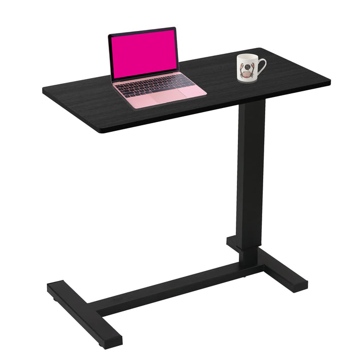 Ganggend Overbed Table with Swivel Hidden Wheels Adjustable Height, Pneumatic Mobile Standing Desk Laptop Bedside Table Multi-Purpose for Home and Hospital Use (Black)