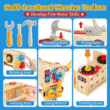 Montessori Kids Tool Set, Wooden STEM Toys for Toddlers, 2 Year Old Boy Gift for Birthday Christmas, Educational Pretend Play Tool Box, Learning Developmental Construction Toys for Ages 2-4