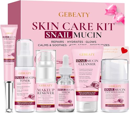 Christmas Gifts for Women,Skin Care Set,Anti-Aging Moisturizing Repair Soothing Snail Mucin Serum Facial Skin Care Routine Kit for Sensitive Dull Skin & Fine Lines,Skincare Gift Set Teenage Teen Girl