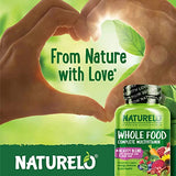NATURELO Whole Food Multivitamin with Extra Hair, Skin and Nails Support – Beauty Blend with Hyaluronic Acid & Grape Seed - High Potency Biotin, Vitamin C, and Glutathione - 60 Vegan Capsules