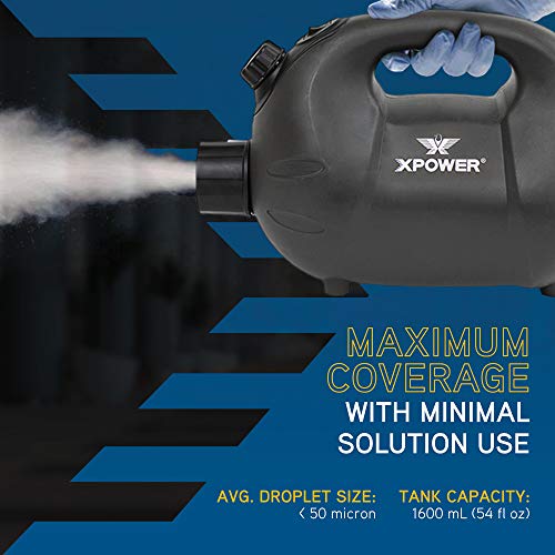 XPOWER F-16 ULV Cold Fogger, Mist Blower, and Sprayer for Cleaning, Disinfecting, Pest Control, Odor Elimination, and Mold Removal, 30+ Ft. Spray Distance, 1.6 L Tank Capacity, 2 Speeds