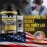 Vitalpha Natural Shilajit Resin Capsules – 50% Fulvic Acid – 85 Trace Minerals – Pure Himalayan Shilajit Supplement – Organic, Made in USA – 60 Capsules