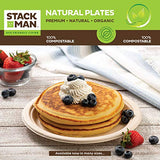 100% Compostable Oval Paper Plates [50-Pack] - {PFAS-Free} - {BPI Certified} - [12 Inch] Heavy Duty, Eco-Friendly, Biodegradable Bagasse Platters - Natural Brown 12" Oval Platter Plates by Stack Man