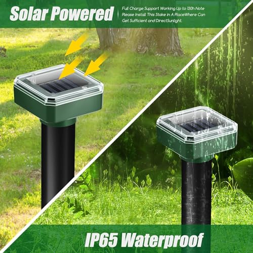 8 Pack Mole Repellent Solar Powered Ultrasonic Repellent, Vole Deterrent Waterproof Sonic Repellent Spikes Drive Away Burrowing Animals from Lawns and Yard