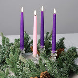 Fanna 9.6" Advent Flameless Taper Candles with Timer, Battery Operated Led Candlesticks for Christmas with Remote - Batteries Included - Set of 4